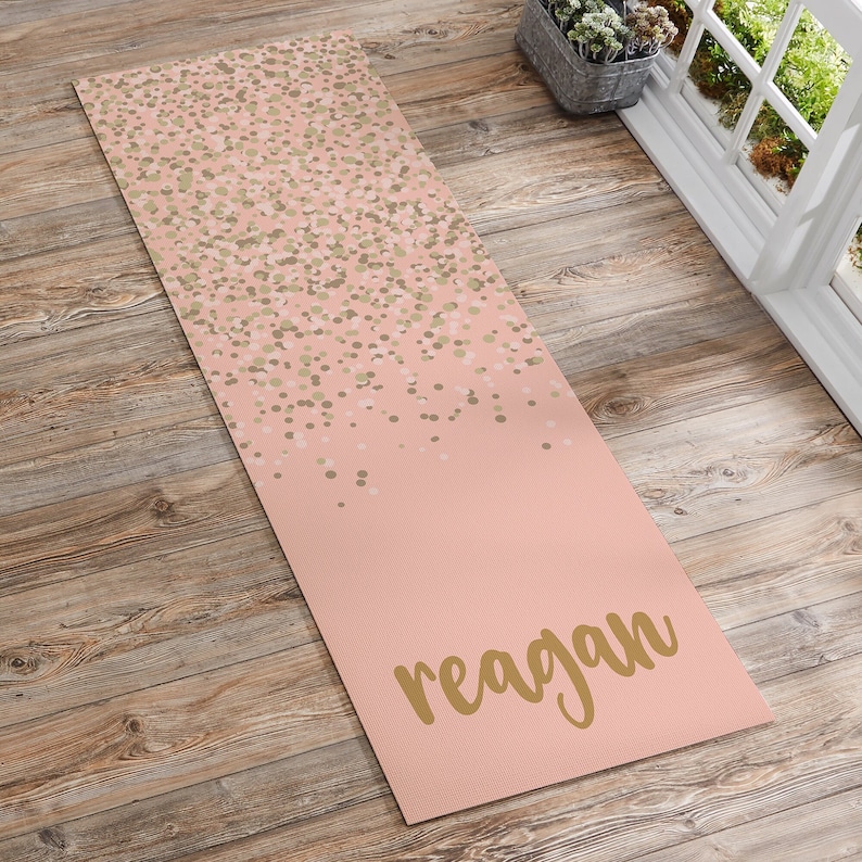 Sparkling Name Personalized Yoga Mat, Yoga Accessories, Gifts for Her image 1