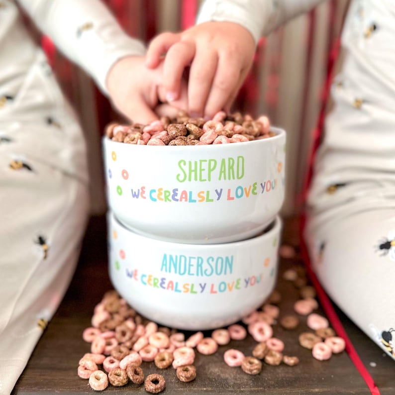 I Cerealsly Love You Personalized Kids Cereal Bowl, Valentine's Day Gifts for Kids, Children's Valentine's Day image 4