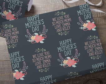 Mother's Day Floral Personalized Wrapping Paper Roll, Gift Wrap for Mom, Personalized Gift Wrap, Personalized Gifts for Mom