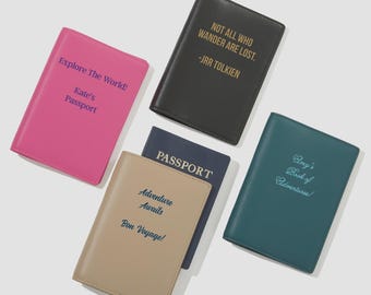 Personalized Write Your Own Passport Case – Custom Message Leatherette Passport Holder – Business Travel Gifts for Adults