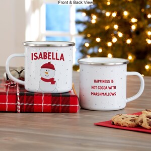 Santa & Friends Personalized Christmas Camp Mug, Hot Cocoa Mug, Custom Christmas Mug, Christmas Stocking Stuffer, Gifts for Kids image 2