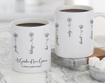 Garden Of Love Personalized Coffee Mug, Gifts for Her, Mother's Day Gifts, Gifts for Wife, Custom Coffee Cup, Grandma Gift