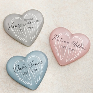 On Angels Wings Personalized Memorial Mini Heart Keepsake, Memorial Keepsake, Sympathy Keepsake, Memorial Gift