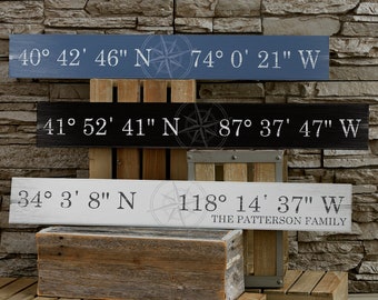 Latitude & Longitude Personalized Wood Sign, Gifts for Home, Housewarming Gifts