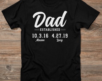 Established Personalized Hanes® Adult T-Shirt, Father's Day Gift, Gift for Him, New Dad Gifts, Men's Gift, Stepdad Gifts, Dad Gifts