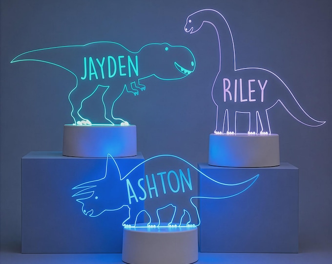 Personalized Dinosaur LED Night Light – Kids Room Decor