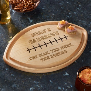 Personalized Football Shaped Cutting Board, Sports Gifts for Him, Football Gifts, Personalized Gifts for Dad, Personalized Cutting Boards image 1