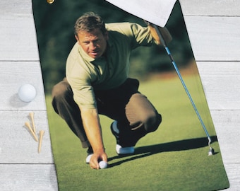 Personalized Photo Golf Towel – Custom Golf Bag Towel with Picture – Father’s Day Gift for Golfer