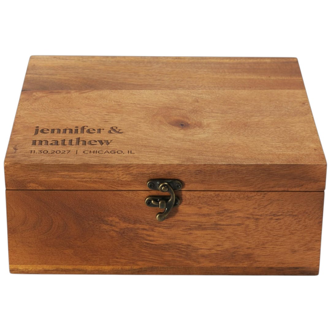 Personalized Wooden Couple's Keepsake Box – Custom Wedding Memory Box ...