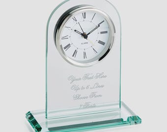 Personalized Engraved Glass Clock – Custom Message Desk Clock – Elegant Keepsake Gift for Any Occasion