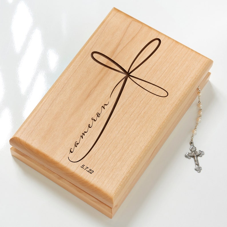 Holy Name Personalized First Communion Valet Box, Engraved Jewelry Box, First Communion Gift, Religious Gift 