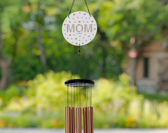Floral Mom Wind Chime Personalized with Message - Thoughtful Gift for Mother’s Day, Grandma or Mom - Pretty Outdoor Garden Chime
