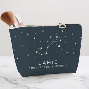 Zodiac Constellations Personalized Makeup Bag, Custom Cosmetic Bag, Bridesmaid Gift, Gifts for Her, Makeup Gift, Travel Accessories, Zodiac