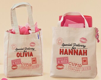 Special Delivery From Cupid Personalized Valentine's Day Canvas Tote Bag, Valentine's Gifts, Valentine Bags, Gifts for Her, Gifts for Him