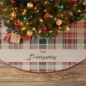 Fresh Plaid Personalized Christmas Tree Skirt, Custom Tree Skirt, Christmas Home Decor, Family Gift, Christmas Tree, Unique Christmas Gift