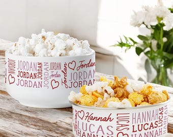 Repeating Name Heart Personalized Bowl, Valentine's Day Gifts, Valentine's Gifts, Couple's Gifts, Children's Gifts, Personal Gifts, Love