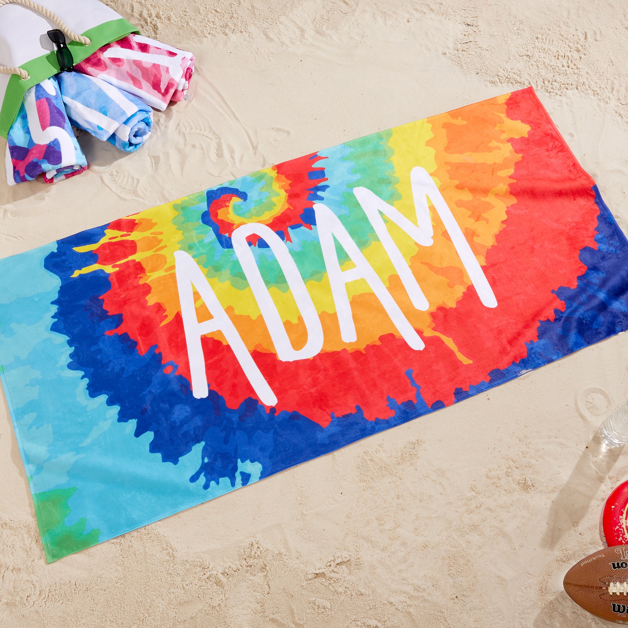 Tie Dye Personalized Beach Towel Gifts for Her Summer Gifts 