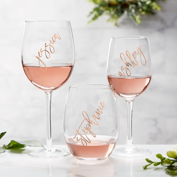 Vinyl Personalized Rosé Wine Glass, Rose Glass, Custom Rose Glass, Wine Glass, Bridesmaid Gifts, Gifts for Her, Birthday Gifts, Rose All Day