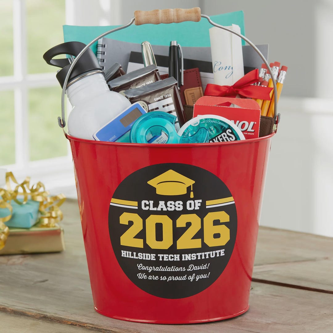 Personalized Graduation Gift Bucket – Class of 2026 Graduation Decor ...