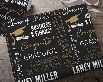 All About The Grad Personalized Wrapping Paper, Custom Wrapping Paper, Gifts for Grad, Custom Gift Wrap, Graduation Gift Wrap, Paper