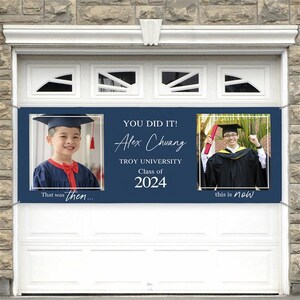 Then & Now Graduate Personalized Photo Banner, Party Supplies, Personalized Graduation Party Supplies, Graduation Gifts