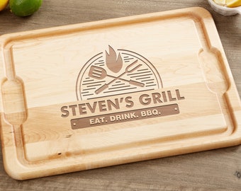 The Grill Wood Cutting Board, Custom Cutting Board, Personalized Cutting Boards, Grill, Personalized Gifts for Dad, BBQ Cutting Board