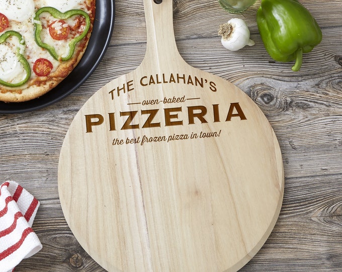 Family Pizzeria Personalized 2 Piece Wood Pizza Peel Gift Set, Pizza Board, Custom Pizza Paddle, Personalized Pizza Paddle, Engraved Gifts