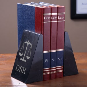 Law Icons Monogrammed Marble Bookends, Professional Gifts, Personalized Gifts for Professionals, Gifts for Lawyers