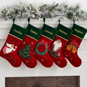 Traditional Icon Personalized Christmas Stockings, Classic Style Stockings, Old-Time, Family Stockings