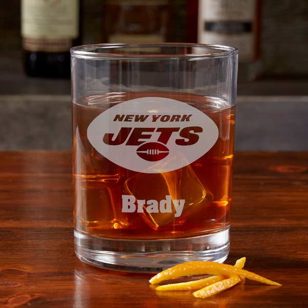 NFL New York Jets Engraved Old Fashioned Whiskey Glass, Gifts for Him, Football Gift, Father's Day Gifts, Gifts for Dad