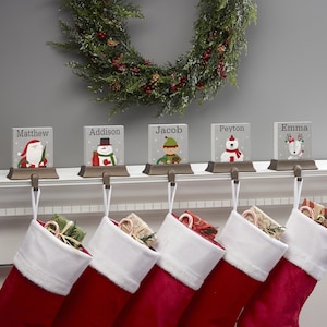 Wintry Cheer Personalized Stocking Holder, Christmas Home Decor, Gifts for Christmas, Christmas Stocking Hanger, Christmas Decor