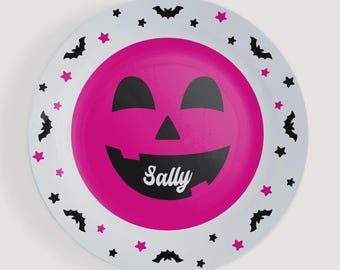 Pick a Face Pumpkin Personalized Kids Plate – Custom Halloween Pumpkin Plate – Jack-o’-Lantern Dinnerware