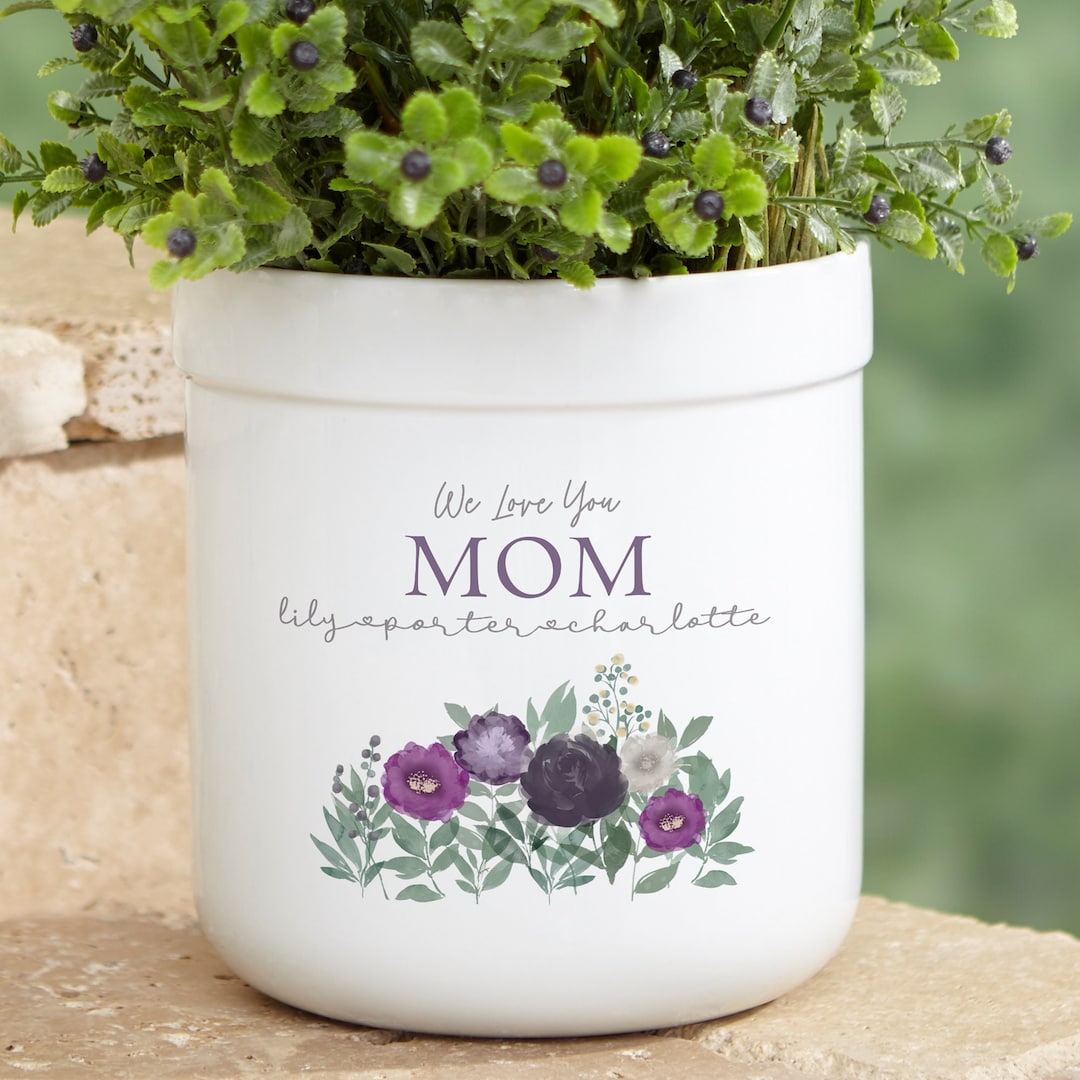 Floral Love for Mom Personalized Outdoor Flower Pot, Personalized Gift ...