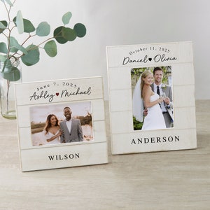 Wedding Shiplap Picture Frame- Wedding Gift for Couple Personalized - Engagement Gifts for Couples - Custom Frame - wood wedding frame