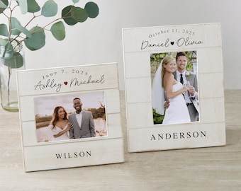 Wedding Shiplap Picture Frame- Wedding Gift for Couple Personalized - Engagement Gifts for Couples - Custom Frame - wood wedding frame