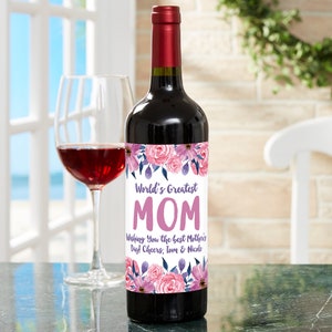 World&#39;s Greatest Personalized Wine Bottle Label, Mother&#39;s Day Gifts, Personalized Gifts for Mom