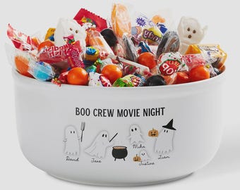 Ghostly Greetings Personalized Halloween Candy Bowl – Custom Ghost Trick or Treat Serving Bowl – Ceramic Candy Dish