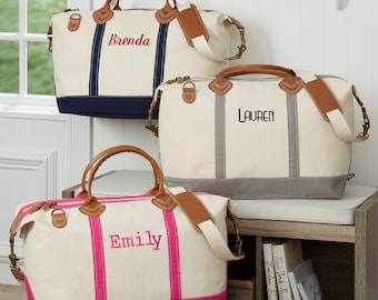 Luxurious Embroidered Canvas Duffel Bag, Gifts for Her, Monogram Gifts, Travel Gifts, Embroidered Travel Bags, Weekender Bag, Duffel Bag