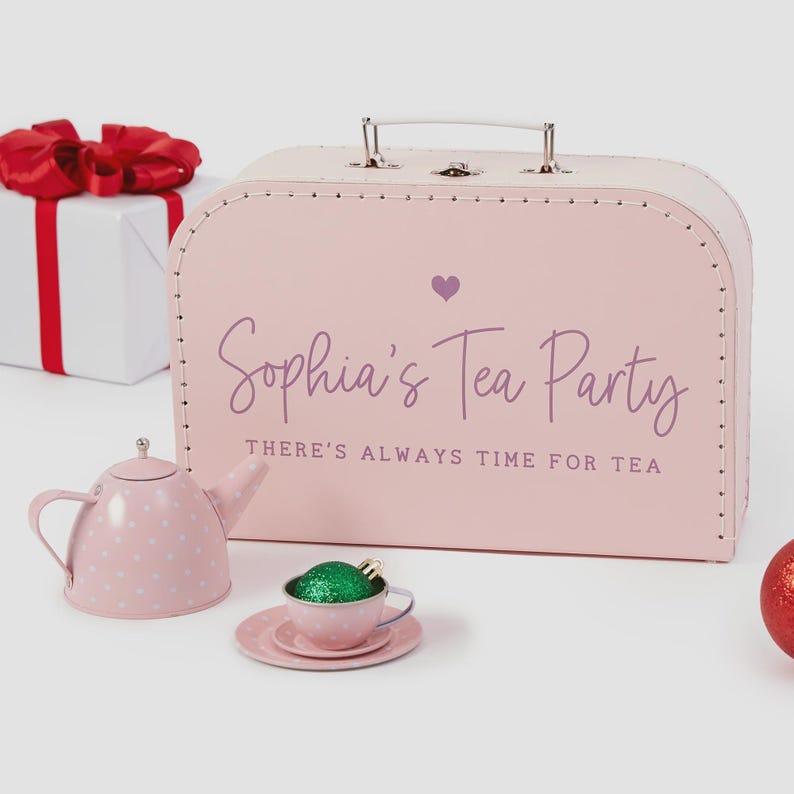 Personalized 15 pc. Pink Polka Dot Tea Set – Personalized Toys for Kids – Personalized Kid Gift – birthday gift for girls – custom tea set image 3