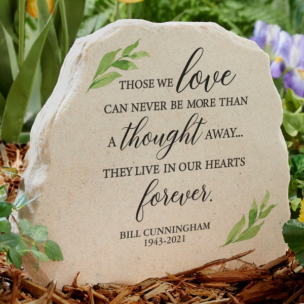 Greenery Memorial Personalized Standing Garden Stone, Personalized Memorial Gift