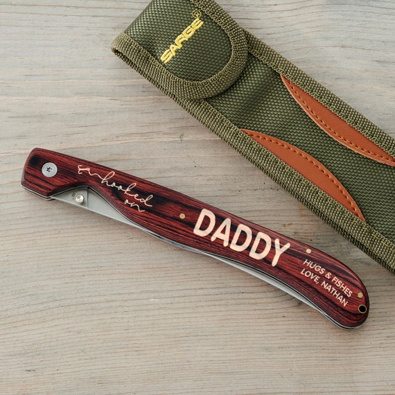 Hooked on Dad Personalized Fish Fillet Knife, Gifts for Him