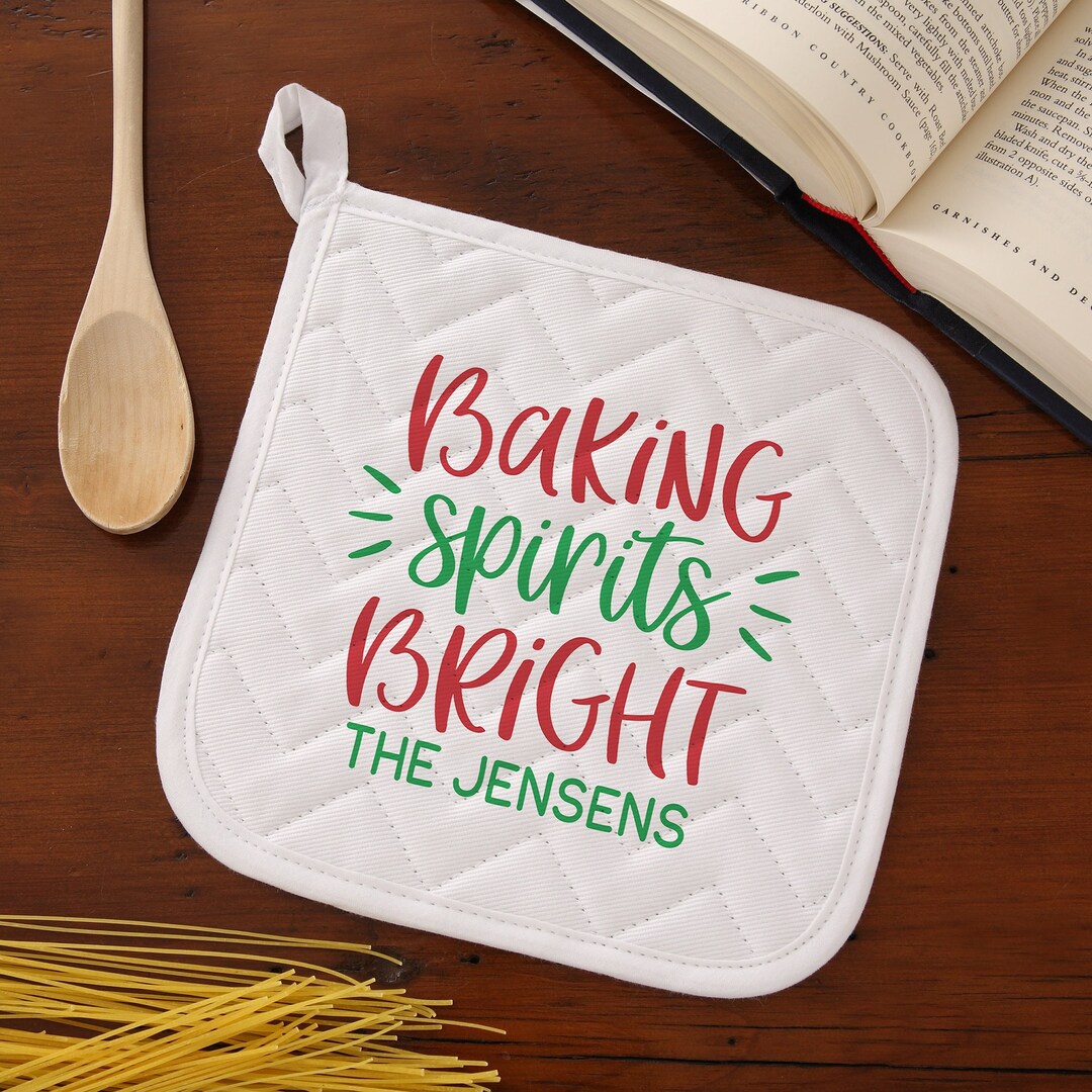 Baking Spirits Bright Personalized Potholder, Custom Kitchen Gifts
