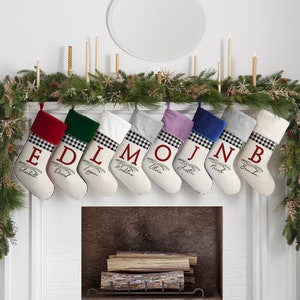 Festive Foliage Personalized Christmas Stockings, Personalized Holiday Stocking, Custom Christmas Stocking, Personalized Holiday Stockings