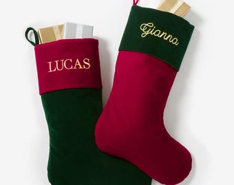 Personalized Velvet Christmas Stocking – Embroidered Holiday Decor