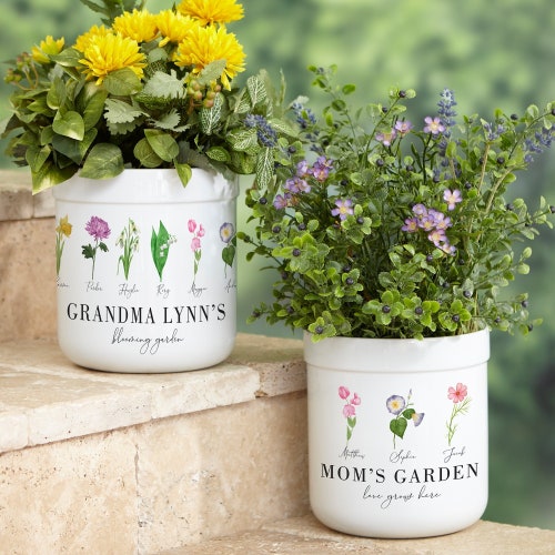 Custom Name Gold Plant Pot  Personalized Ceramic Flower Planter  Modern  Indoor Planter Gift for Mother's Day - Etsy