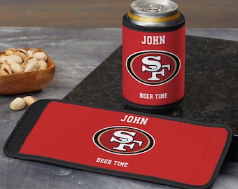 NFL San Francisco 49ers Personalized Can & Bottle Wrap, Sport Gifts, Personalized Gifts for Dad, Gifts for Him, Beer Gifts