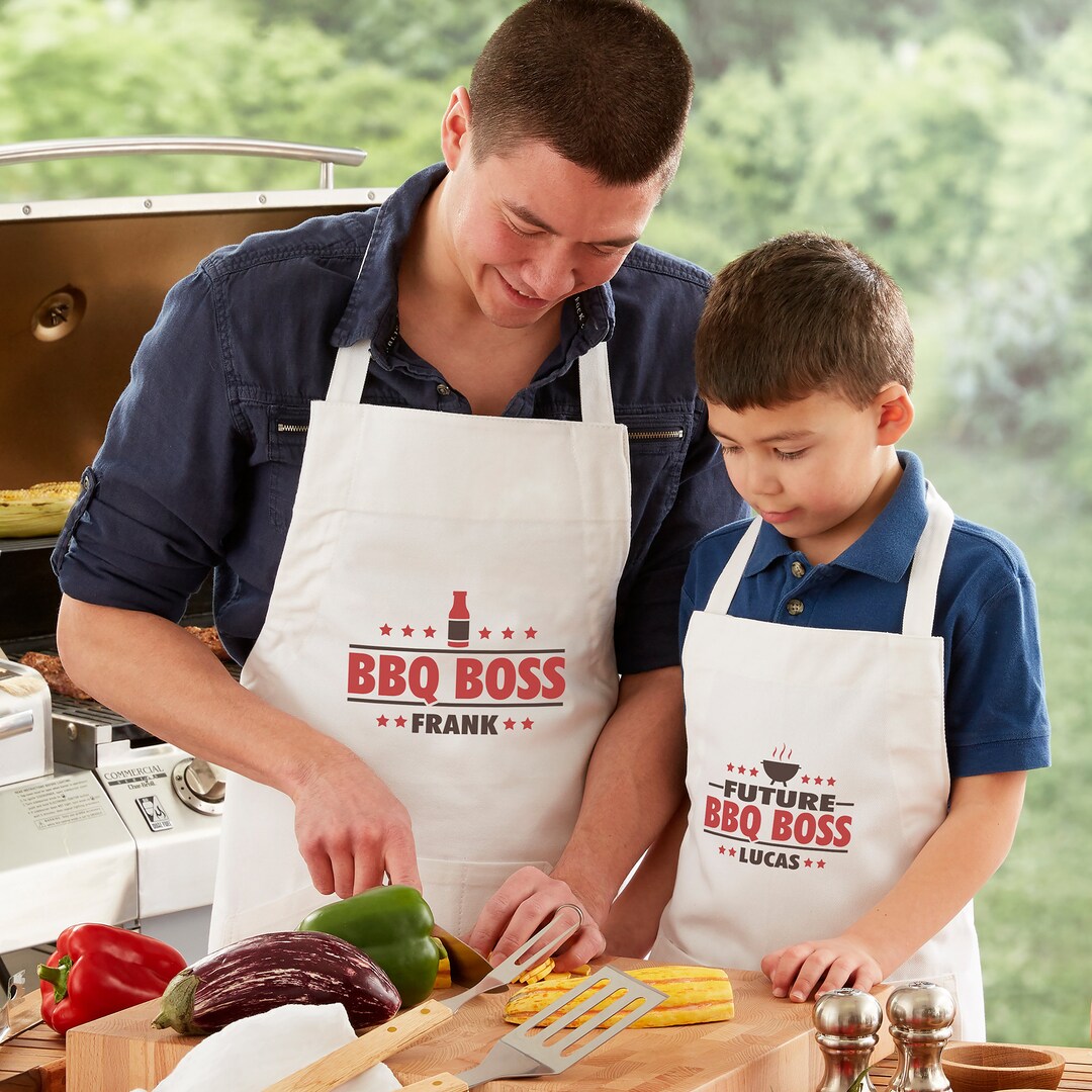 BBQ Boss Personalized Apron Gifts for Dad Father s Day Gifts Daddy and Me Gifts Bbq Gifts Gifts for Him Personalized Gifts for Dad Etsy