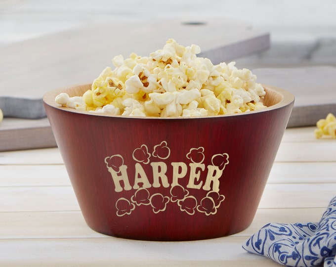 Personalized Bamboo Small Snack Bowl – Custom Movie Night Popcorn Serving Gift