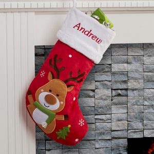 Personalized Santa Claus Lane Stocking, Family Christmas Stocking, Personalized Stocking, Custom Christmas Stocking, Family Stocking Reindeer