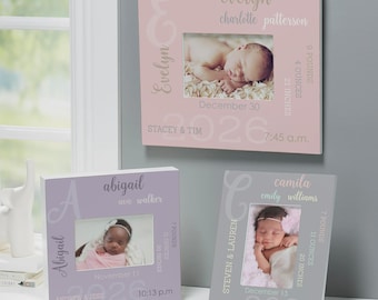 Personalized Baby Girl Birth Stats Picture Frame – New Parent Nursery Decor